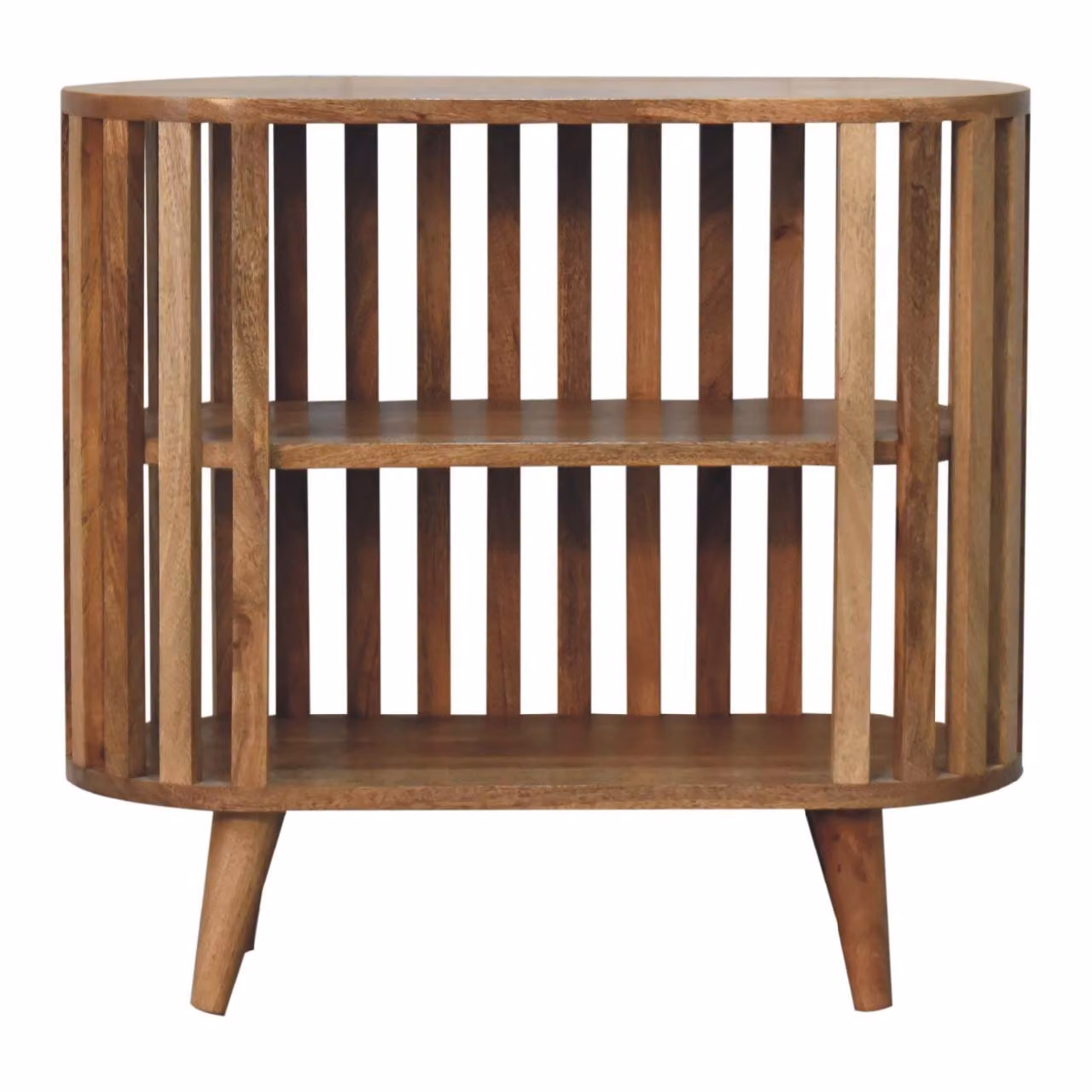 Aosom UK Ariella Solid Mango Wood Cabinet with 2 Open Shelves and Slim Nordic Legs, Brown, W/D/H: 70 x 30 x 65 cm – 2
