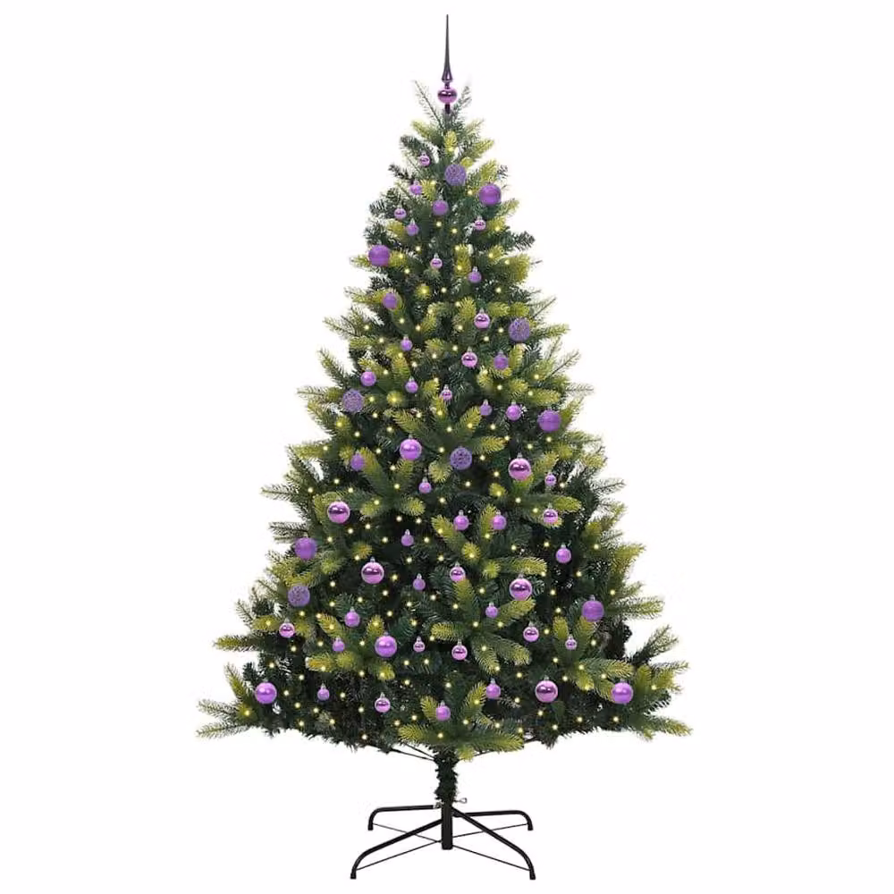 Berkfield Home Artificial Hinged Christmas Tree with 300 LEDs, Green, Height: 240 cm – 3