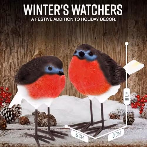 GloBrite Orange Robin Garden Ornaments, Weatherproof Polyresin Bird Statues – 5