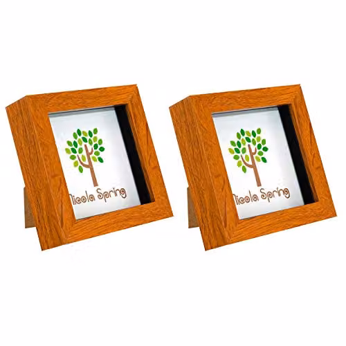 Nicola Spring 3D Shadow Box Photo Frames, Pack of 2, Brown, W/D/H: 10 x 10 x 3.5 cm – 1