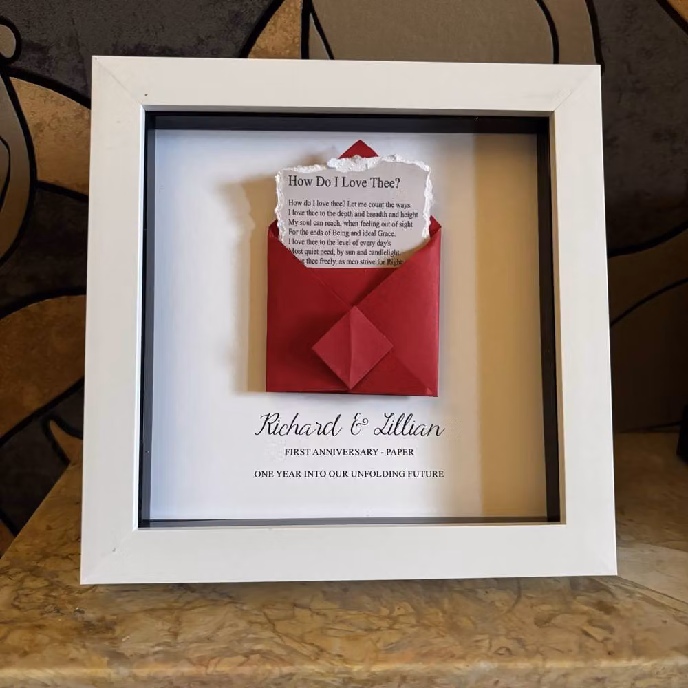Afewhometruths Personalised 1st Wedding Anniversary Paper Gift Frame in White – 2