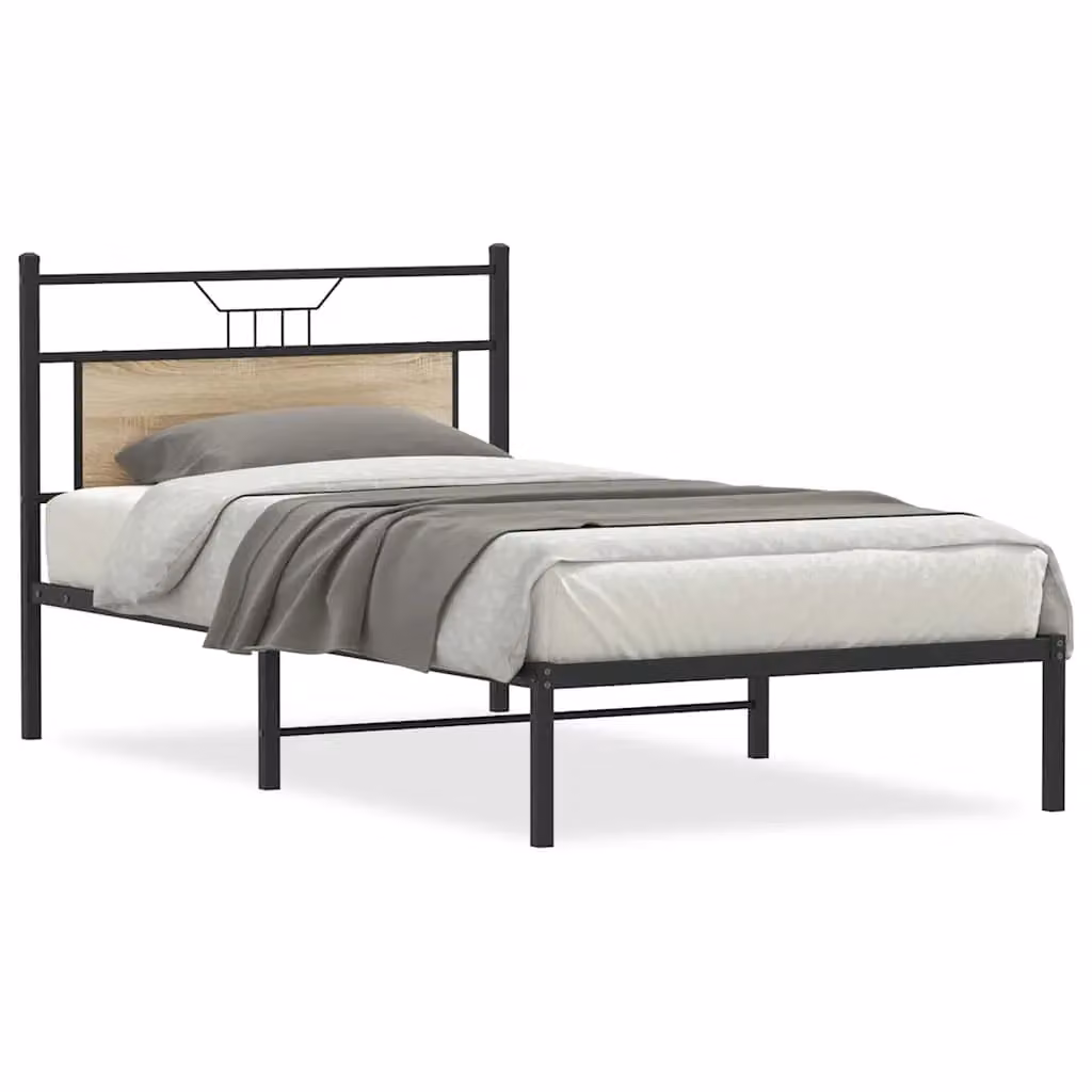 Berkfield Home Sonoma Oak Bed Frame in Brown, W/D/H: 100 x 190 x 30 cm – 2