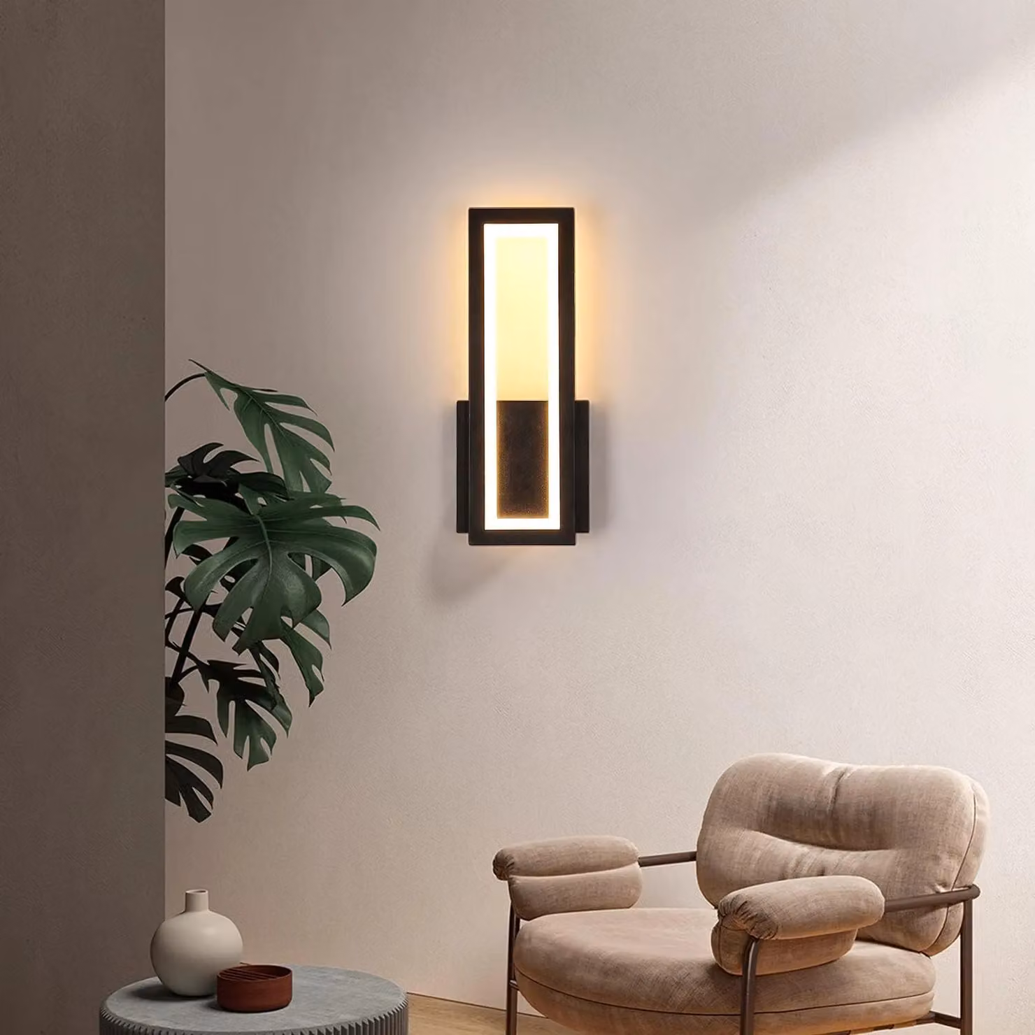 COMELY 16W Modern Rectangular LED Wall Lamp in Black with Warm White 3000K Light – 2