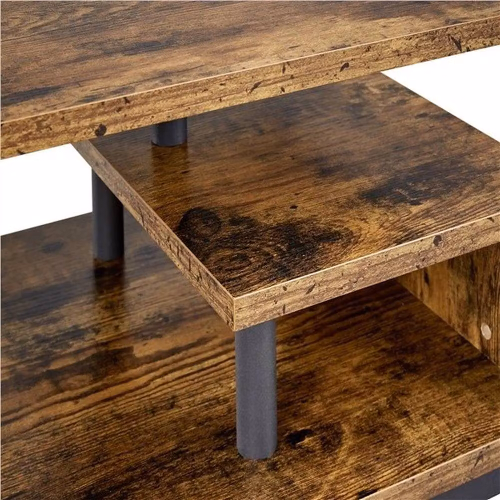 Kelvenix Industrial TV Stand with Storage Shelf in Brown, W/D/H: 39.5 x 40.0 x 40.0 cm – 3