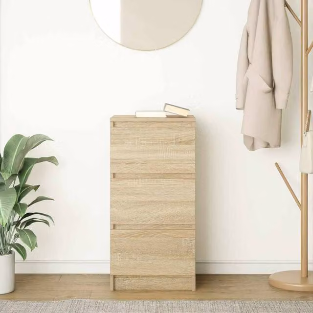 Berkfield Home Sonoma Oak Sideboard in Light Oak, W/D/H: 37.5 x 35 x 76 cm