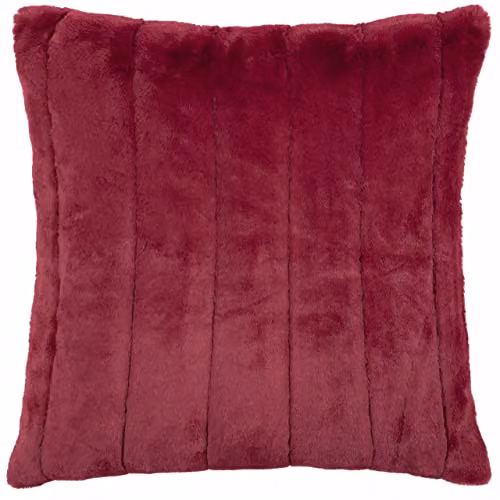 Paoletti Empress Faux Fur Velvet Square Cushion, Red, W/D/H: 55 x 55 x 55 cm – 1