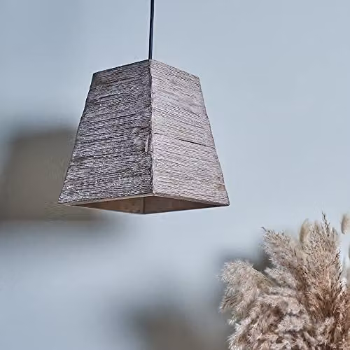 ValueLights Rustic Wood Square Ceiling Light Shade in Brown and White with Warm White LED Bulb – 3