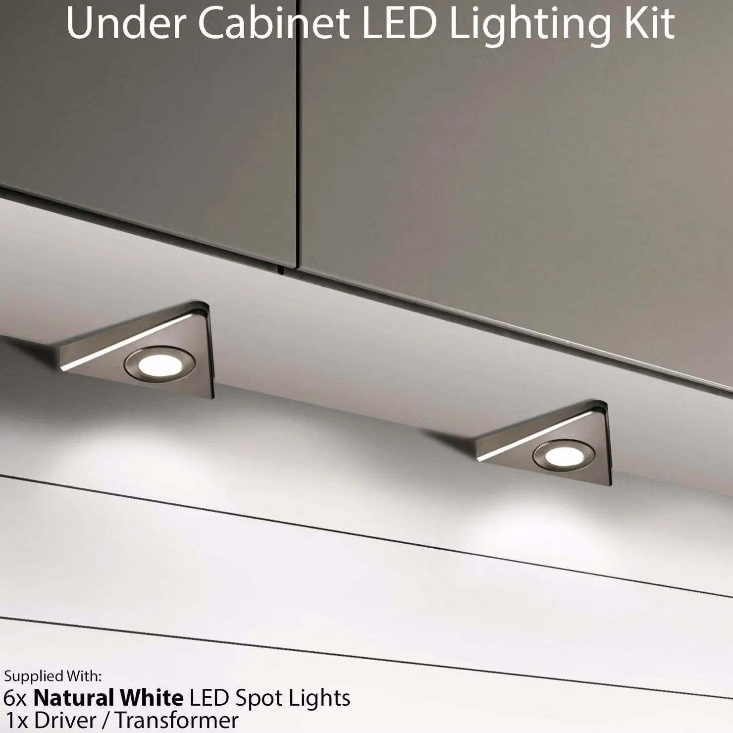 Loops 6-Piece Brushed Nickel Triangle Surface Under Cabinet Kitchen LED Light and Driver Kit in Silver – 2