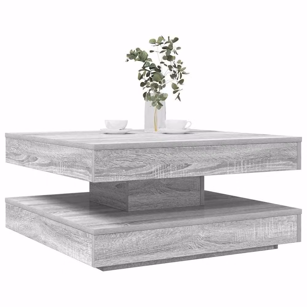 Berkfield Home Modern Rotating Coffee Table in Grey Sonoma, W/D/H: 70 x 70 x 34.5 cm – 2