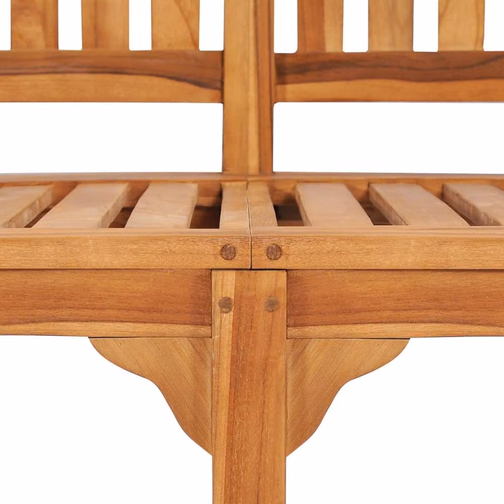 Berkfield Home Banana Bench in Brown Solid Teak Wood, Width: 151 cm – 3