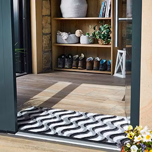 JVL Solemate Hand Carved Wave Doormat, Grey, W: 57 cm, D: 100 cm, H: 1 cm – 8