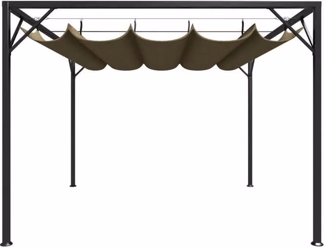 Berkfield Home Garden Gazebo with Retractable Roof, Beige, W: 300 cm, D: 300 cm, H: 230 cm