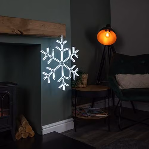 Samuel Alexander Neon Flex Christmas Snowflake with Blue and White LEDs, W: 59 cm, H: 56 cm – 2