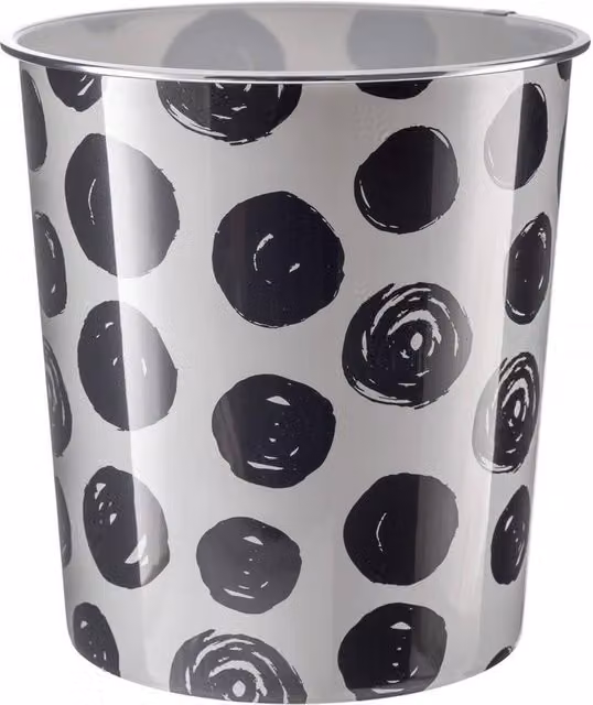MantraRaj Pack of 2 Plastic Waste Paper Baskets, 7.7 Litre, Polka Dot Black – 6