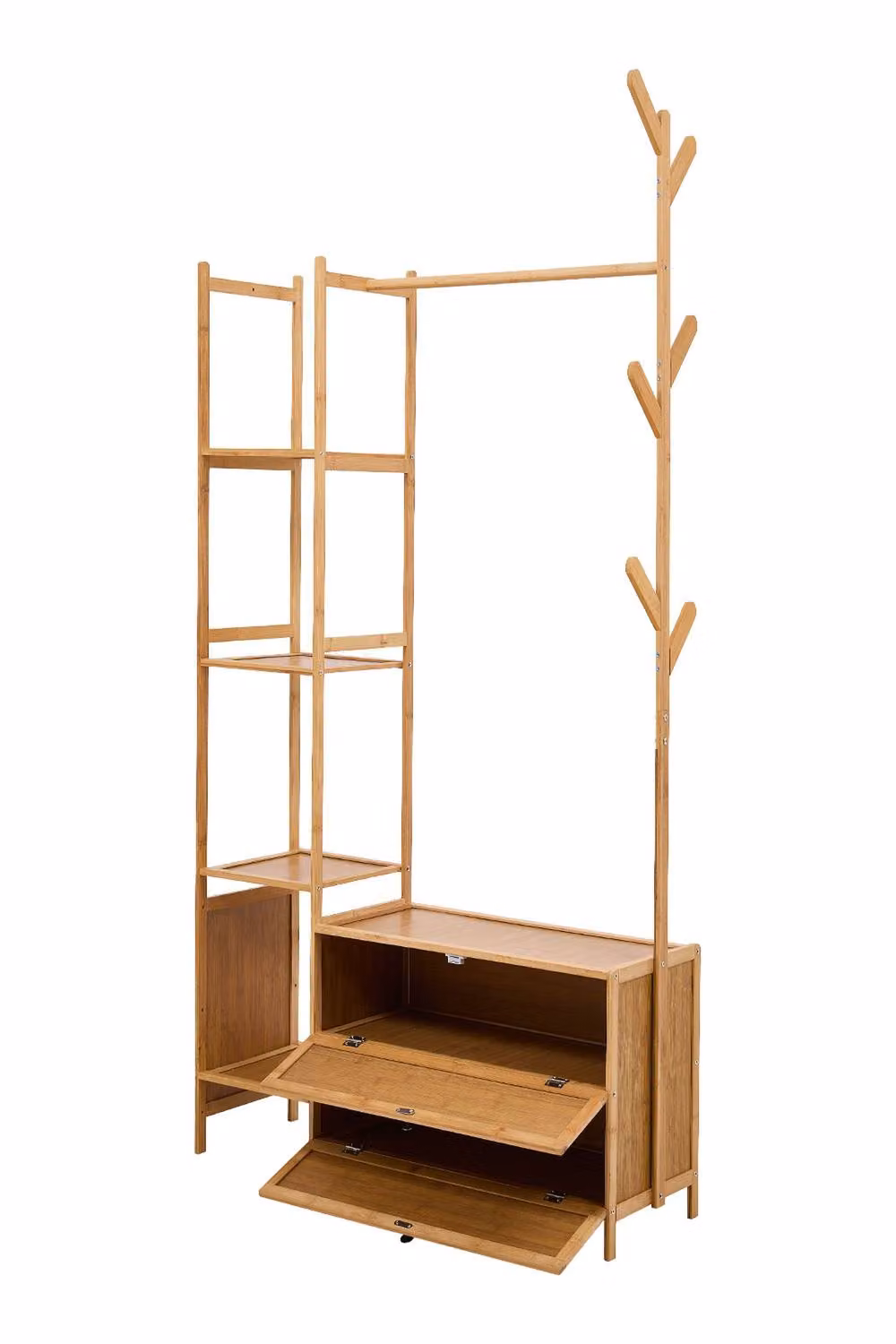 Garden Sanctuary Multi-functional Wooden Coat Rack with Storage Drawers in Brown and Beige, H 161.0 cm x W 81.0 cm – 2