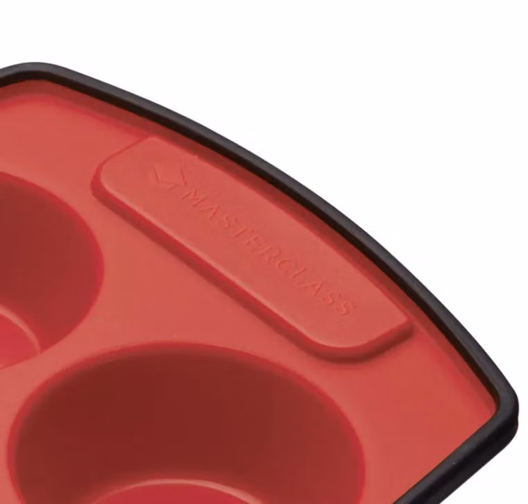 MasterClass Silicone 6-Hole Muffin Tray, Red and Black, W: 30 cm x D: 18 cm – 6