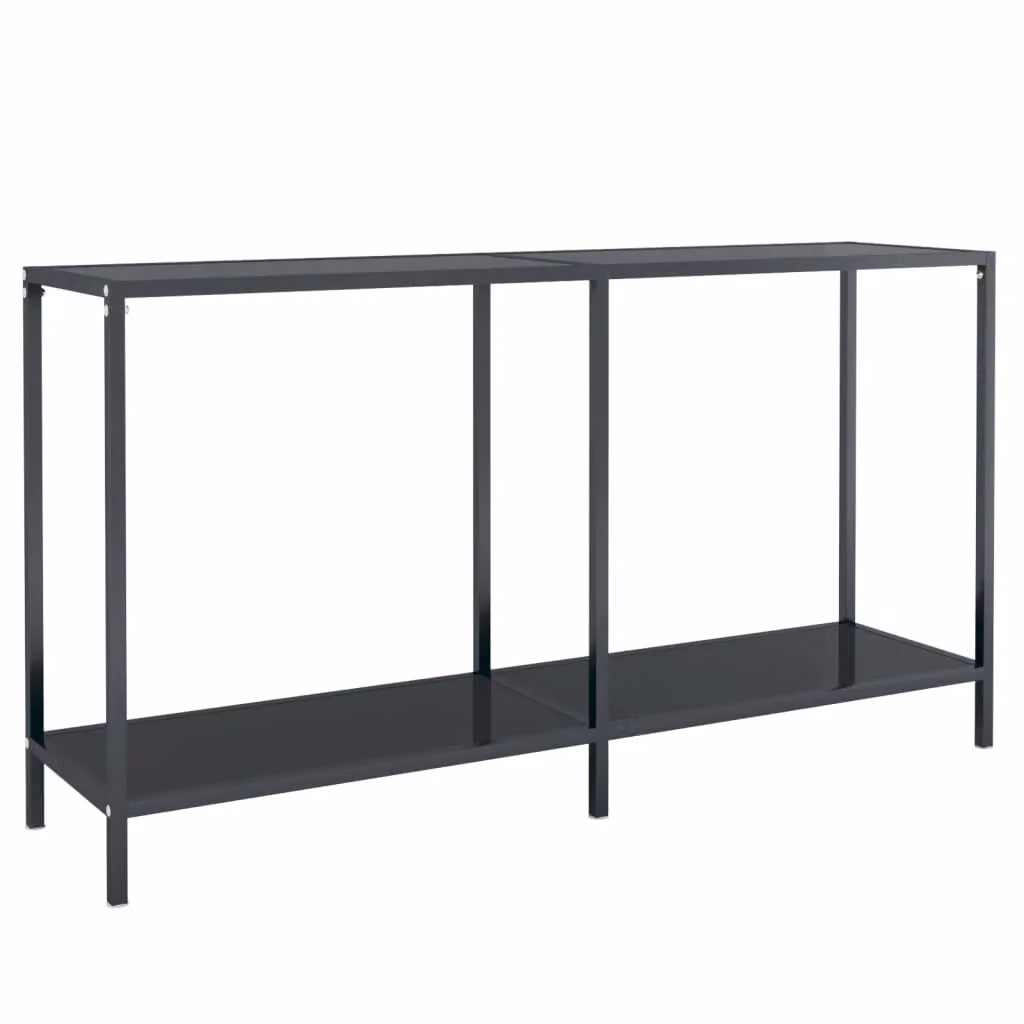 Berkfield Home Black Rectangular Console Table with Tempered Glass, W/D/H: 140 x 35 x 75.5 cm – 2