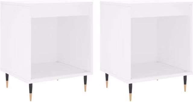 Berkfield Home Set of 2 White Modern Bedside Cabinets, W/D/H: 40 x 35 x 50 cm