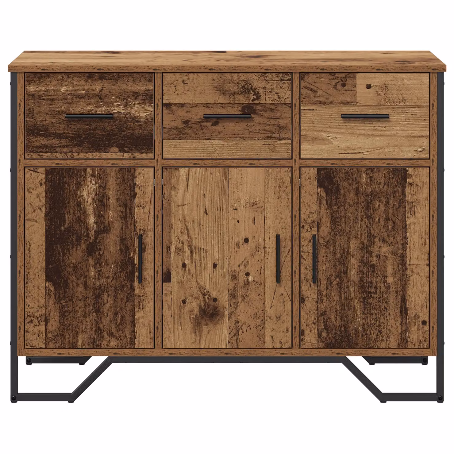 Berkfield Home Rustic Oak Sideboard in Brown, W/D/H: 97 x 32.5 x 74.5 cm – 4