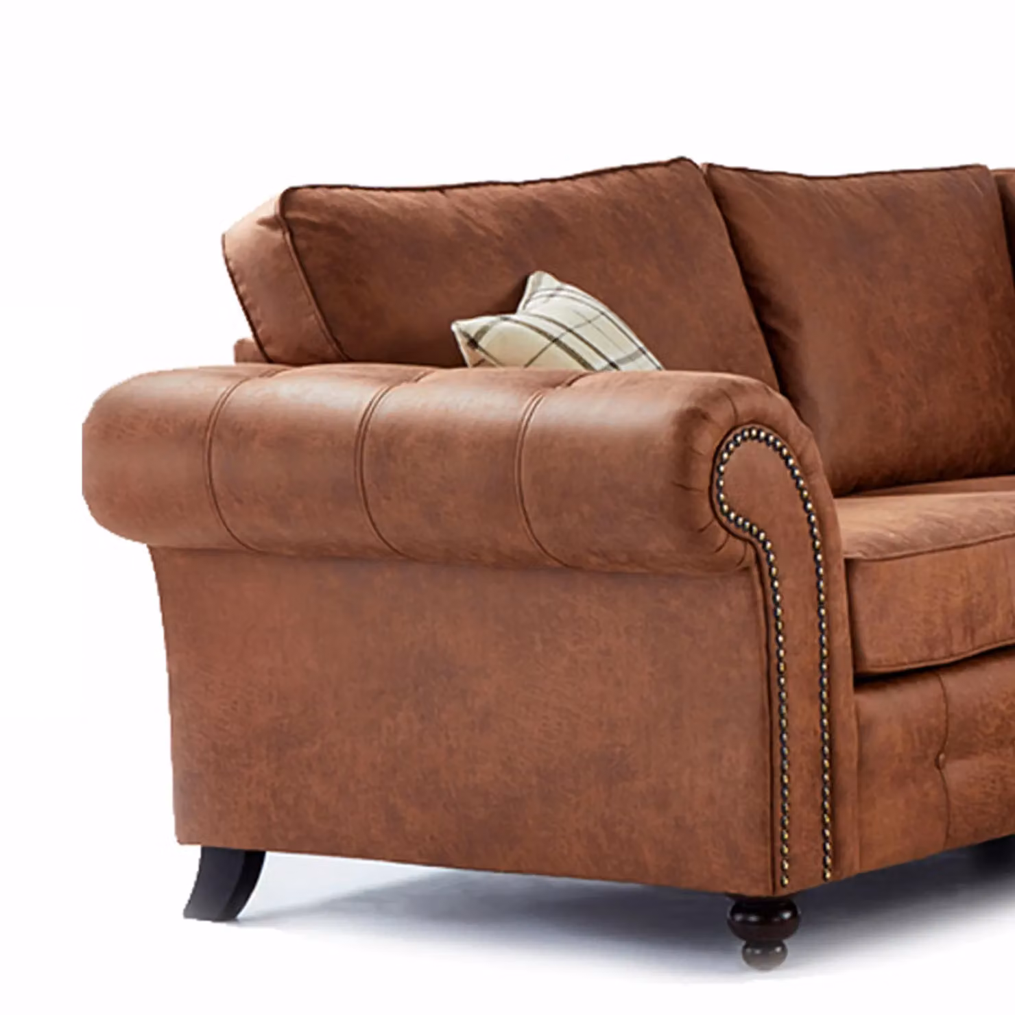 Furnishings For Less UK Oakland Tan Chesterfield 5 Seater L Shape Corner Sofa in Synthetic Leather – 3