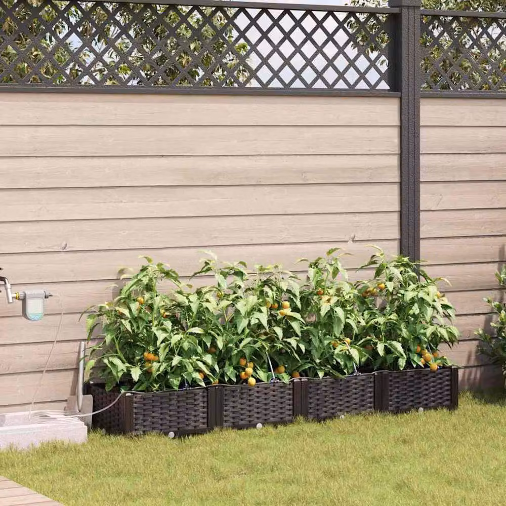 Berkfield Home Garden Planters with Water Irrigation System, 4 Piece Set, Brown – 2