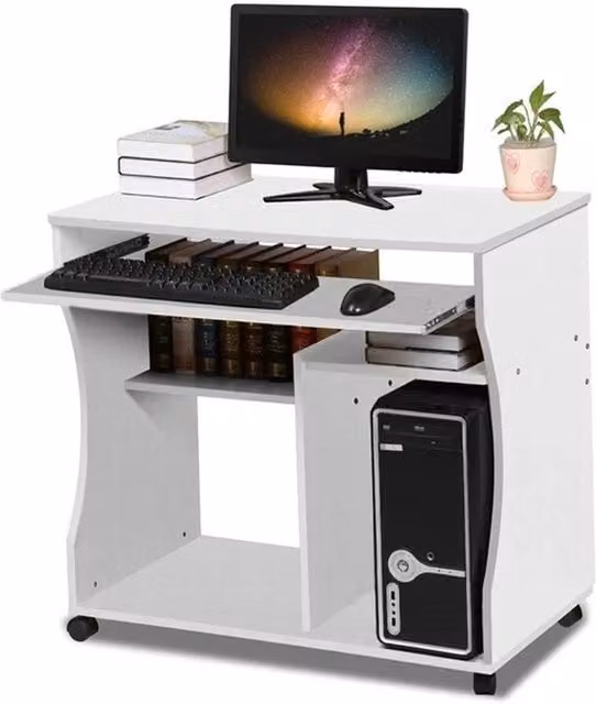 Kelvenix Mobile Computer Desk Workstation in White