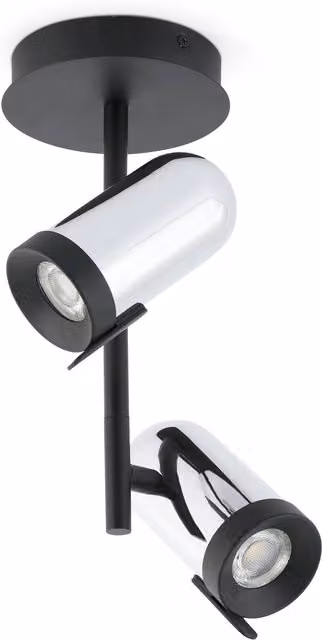 Netlighting Orleans 2 Light Adjustable Surface Mounted Spotlight in Grey with Chrome and Black Accents, GU10