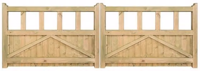 Burbage Iron Craft Quorn Low Pressure Treated Double Driveway Garden Gate, Brown, W: 360 cm, H: 90 cm