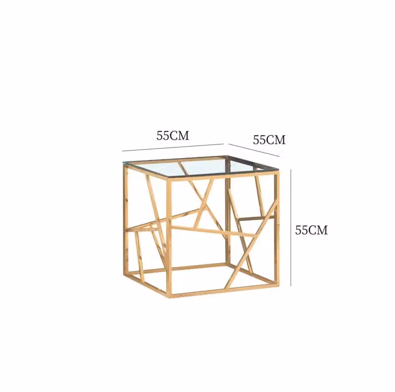Comfy Living Ltd Gold Metal and Glass Square Geometric End Table – 2