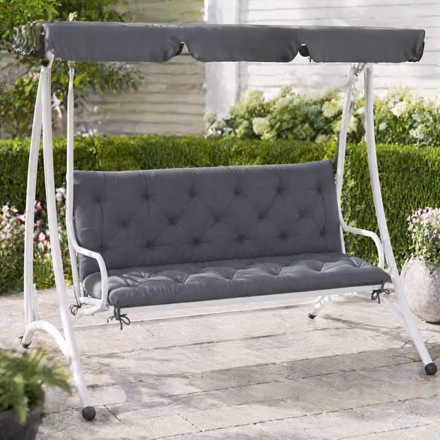STILVORA Grey Rectangular Bench Cushion with Ties, Width: 150 cm – 1