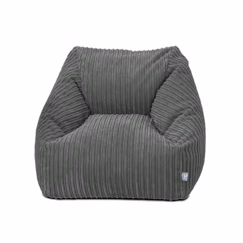 rucomfy Jumbo Cord Snuggle Bean Bag Chair for Kids and Teenagers in Grey – 1