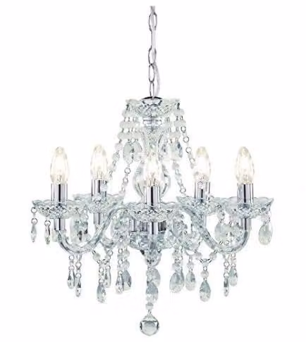 K Living Tuscany 5 Light Ceiling Chandelier in Chrome and Transparent Crystal Drops – 2