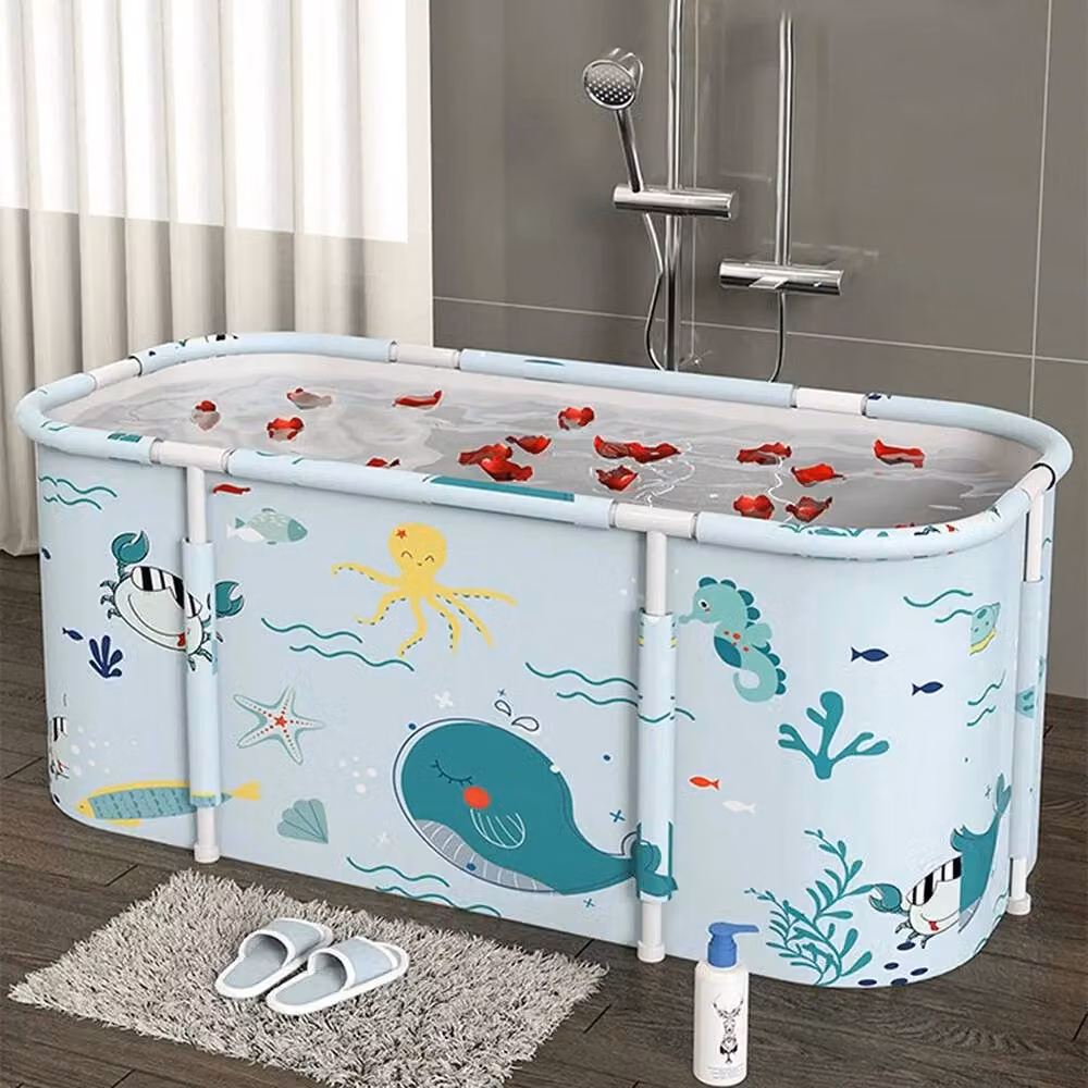 Kelvenix Folding Portable Bathtub in Light Blue, W: 140 cm, D: 60 cm, H: 60 cm – 3