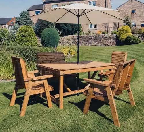 Churnet Valley Garden Furniture Ltd 6 Seater Valley Pine Garden Furniture Set in Brown