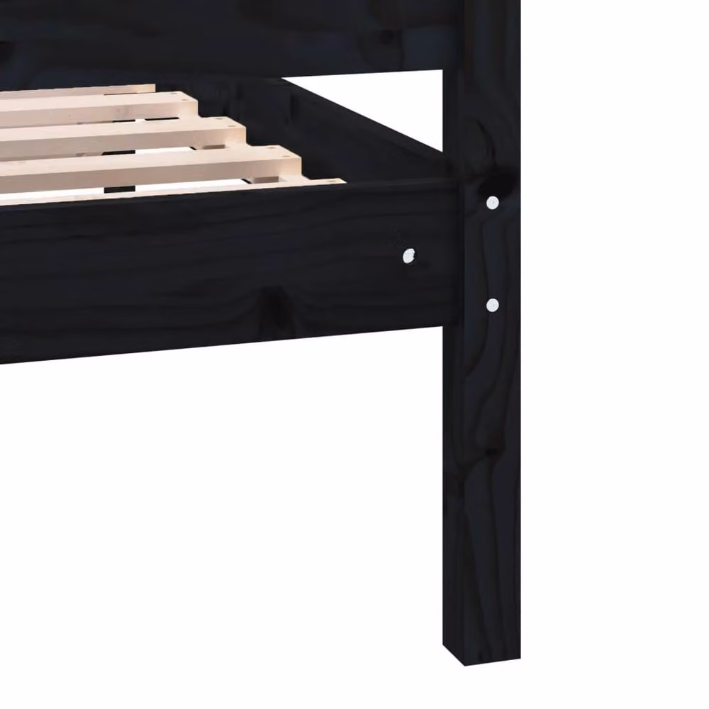 Berkfield Home Black Solid Pine Wood Bed Frame W/D/H: 200 x 200 cm – 5