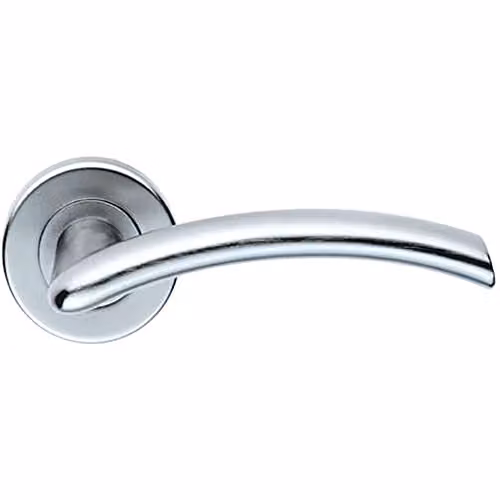 Loops Pair of Oval Arched Bar Door Handles with Concealed Fix Round Rose in Satin Chrome