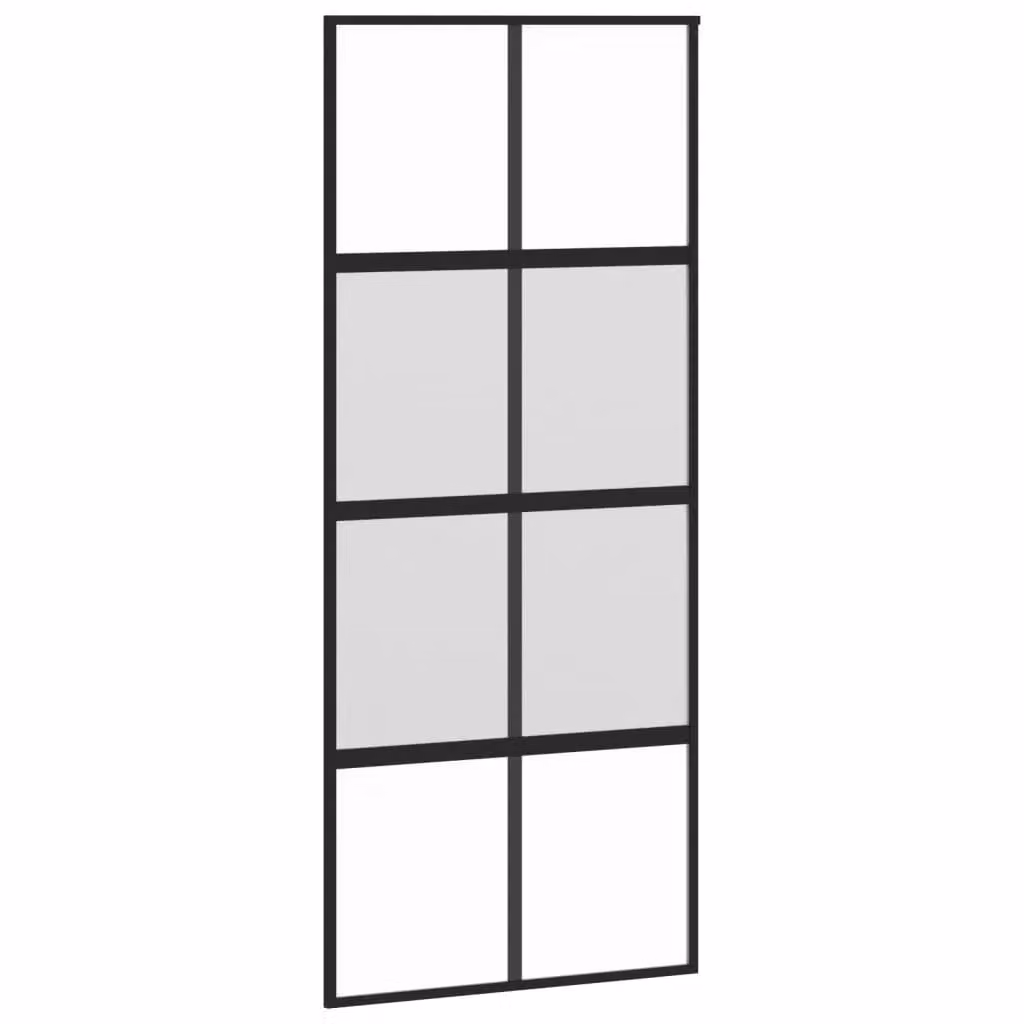 Berkfield Home Modern Sliding Door in Black with Transparent Tempered Glass and Aluminium, W: 90 cm, H: 205 cm – 2