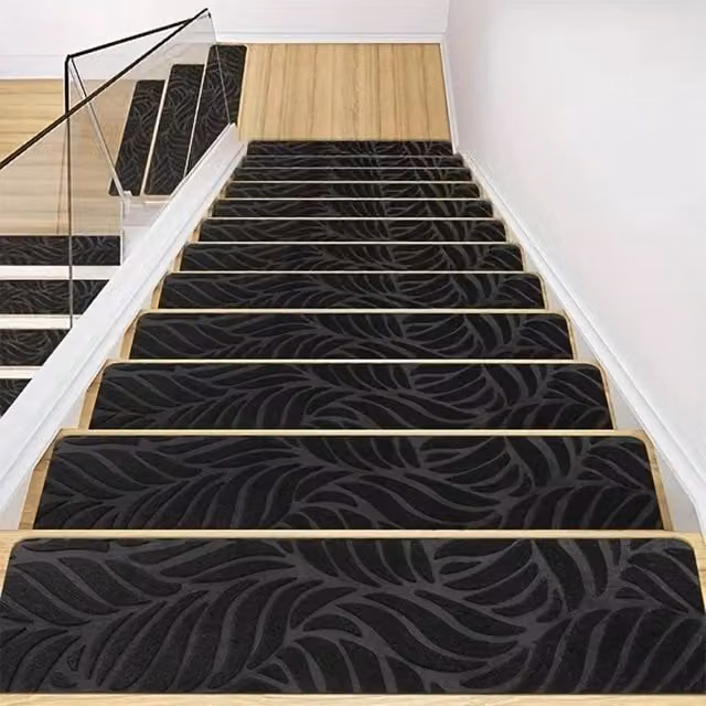 NESTLUNE 15-Piece Black Non-Slip Carpet Stair Tread Set – 1