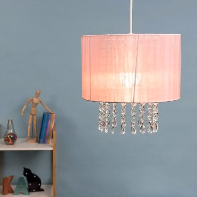 SPETLEK Modern Pink Fabric Cylinder Ceiling Light Shade