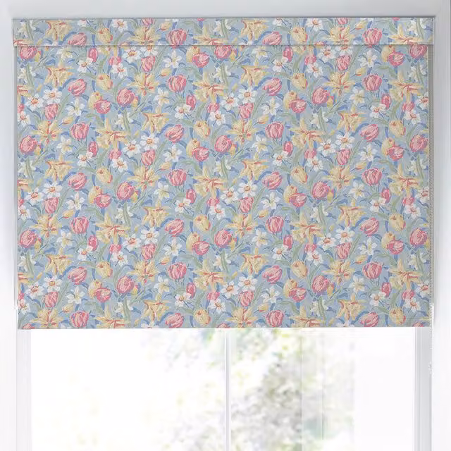 Laura Ashley Tulips Translucent Made to Measure Roller Blind in China Blue