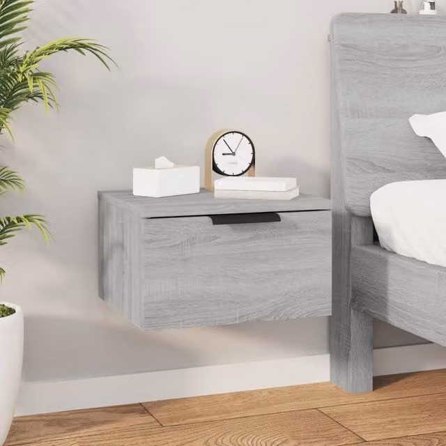 Berkfield Home Wall-mounted Bedside Cabinet in Grey Sonoma, W/D/H: 34 x 30 x 20 cm – 1