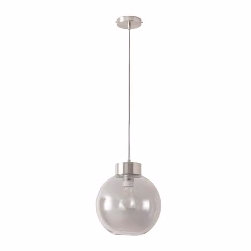 ValueLights Bellamy Smoked Glass Globe Ceiling Pendant Light in Brushed Chrome and Grey