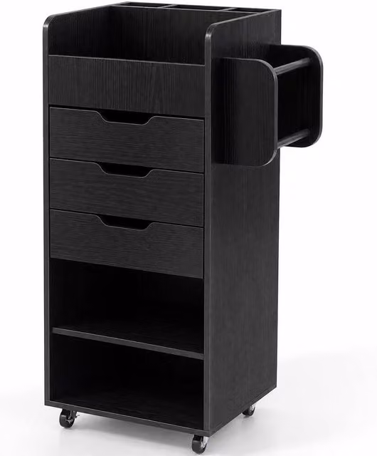 Costway Rolling Storage Cart Mobile Cabinet with 3 Drawers in Black – 1