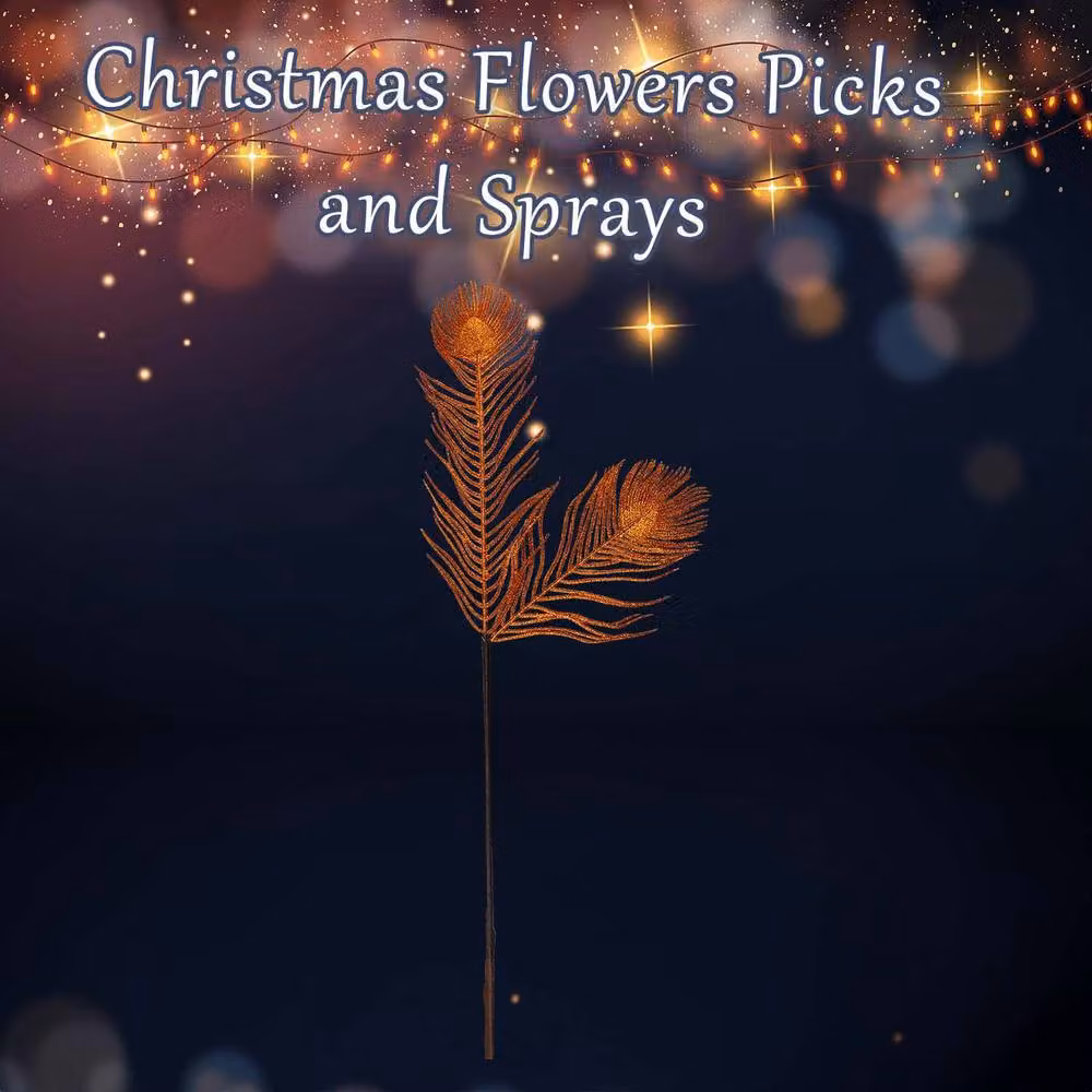 VFM e-Store Christmas Peacock Feather Stem Decoration in Bronze, W/D/H: 73 x 16 x 16 cm – 2