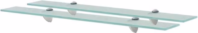 Berkfield Home Floating Glass Shelves, 2 Piece Set, Clear, W: 70 cm, D: 20 cm, H: 0.8 cm