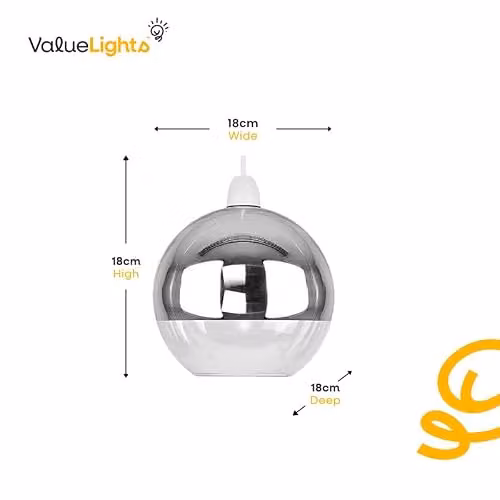 MiniSun Modern Chrome and Silver Glass Sphere Ceiling Pendant Light Shade, Width: 18 cm – 2