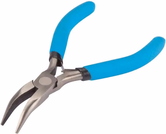 Bluespot Tools Long Nose Mini Bent Pliers with Soft Grip in Blue and Multicolour Steel