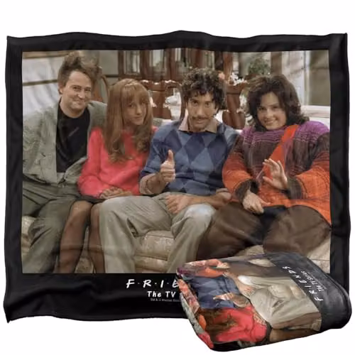Warner Bros. Friends Throwback Super Soft Silky Touch Fleece Throw Blanket, Multicolour, W: 152.4 cm x L: 152 cm – 1