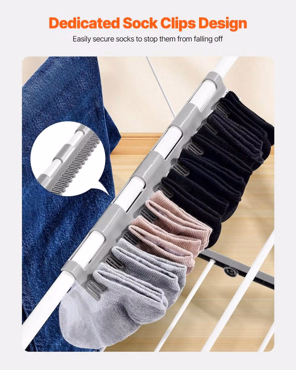 VEVOR Foldable Clothes Drying Rack with 31 Rods in White – 4