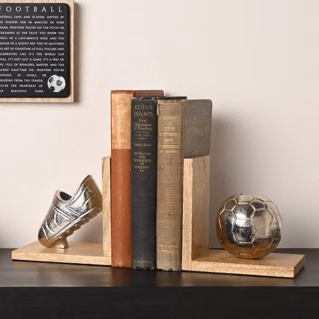 Widdop and Co Geometric Tabletop Bookends in Multicolour, Brown and Gold – 1